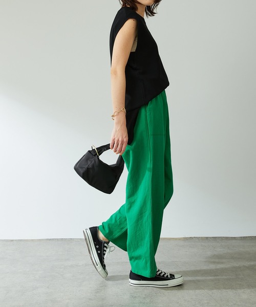 COLLAGE GALLARDAGALANTE（コラージュガリャルダガランテ）の「秋にも使えるカラー展開/快適ゴムベルトリネンパンツ/手洗い可（その他パンツ・レディース・ダークブラウン/グリーン/ベージュ/ネイビー・FREE）」の22枚目の写真