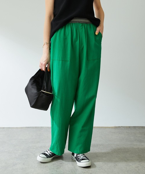 COLLAGE GALLARDAGALANTE（コラージュガリャルダガランテ）の「秋にも使えるカラー展開/快適ゴムベルトリネンパンツ/手洗い可（その他パンツ・レディース・ダークブラウン/グリーン/ベージュ/ネイビー・FREE）」の9枚目の写真