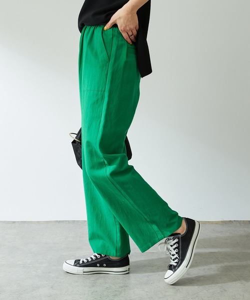 COLLAGE GALLARDAGALANTE（コラージュガリャルダガランテ）の「秋にも使えるカラー展開/快適ゴムベルトリネンパンツ/手洗い可（その他パンツ・レディース・ダークブラウン/グリーン/ベージュ/ネイビー・FREE）」の18枚目の写真