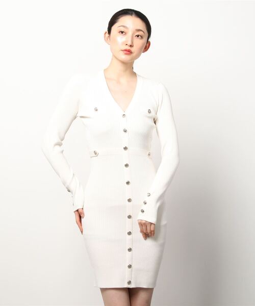 Guess（ゲス）の「Eco Katia Logo Button Sweater Dress（ワンピース・レディース・ホワイト・MEDIUM/SMALL/X-SMALL）」の5枚目の写真