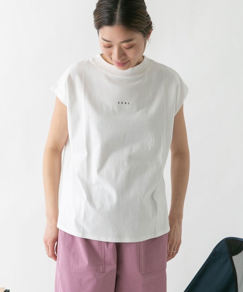 EKAL(エカル)の「EKAL フレンチスリーブカットソー(Tシャツ/カットソー・レディース・ホワイト/オレンジ/グレイッシュベージュ/チャコール・FREE)」の13枚目の写真