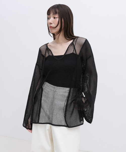 select MOCA by mi(セレクトモカバイミー)の「2WAYメッシュフレアスリーブトップス(Tシャツ/カットソー・レディース・ブラック/ナチュラル・FREE)」の20枚目の写真