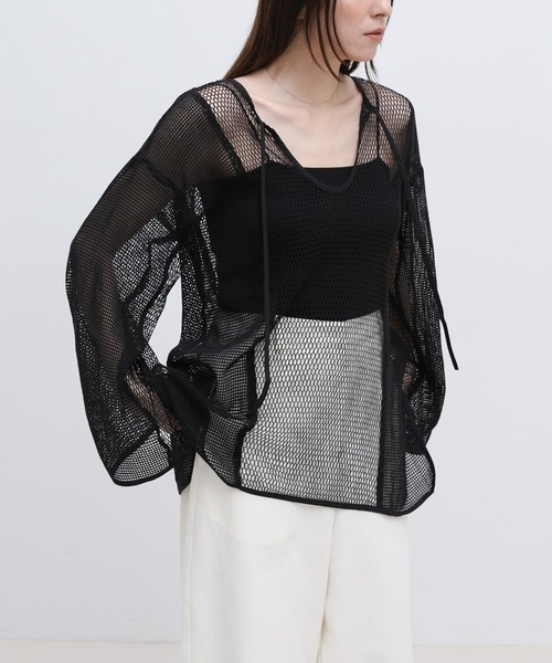 select MOCA by mi(セレクトモカバイミー)の「2WAYメッシュフレアスリーブトップス(Tシャツ/カットソー・レディース・ブラック/ナチュラル・FREE)」の19枚目の写真