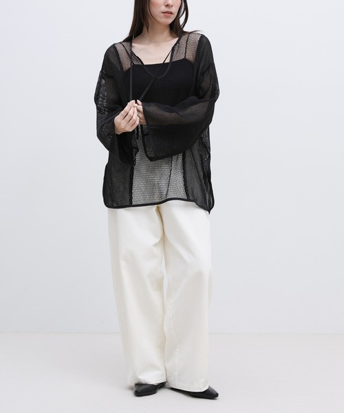 select MOCA by mi(セレクトモカバイミー)の「2WAYメッシュフレアスリーブトップス(Tシャツ/カットソー・レディース・ブラック/ナチュラル・FREE)」の22枚目の写真