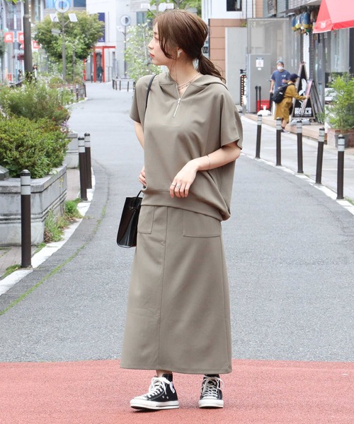 HONEYSUCKLE ROSE（ハニーサックルローズ）の「【HONEYSUCKLE ROSE】カットロングスカート（スカート・レディース・パープル/ダークグレー/カーキブラウン・M/L）」の7枚目の写真