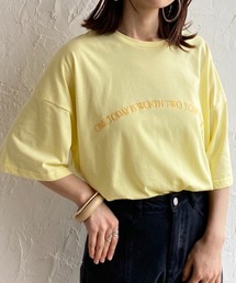 ビッグシルエットメッセージロゴ刺繍半袖Tシャツ