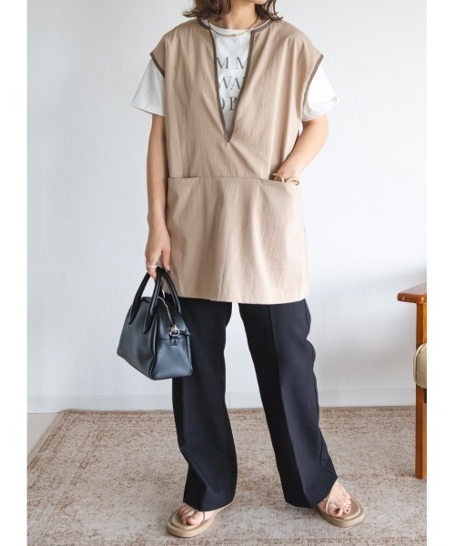 Amourire（アムリール）の「【yumiコラボ】配色パイピング深Ｖベスト（ベスト・レディース・ベージュ/イエロー/モカ・M）」の10枚目の写真