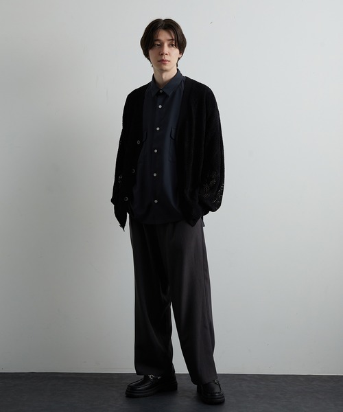 JUNRED(ジュンレッド)の「シアー透かし編みカーディガン(カーディガン/ボレロ・メンズ・グリーン/ブルー系その他4/ブラック・S/M/L)」の21枚目の写真