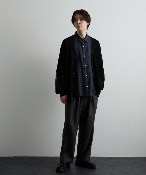 JUNRED(ジュンレッド)の「シアー透かし編みカーディガン(カーディガン/ボレロ・メンズ・グリーン/ブルー系その他4/ブラック・S/M/L)」の22枚目の写真