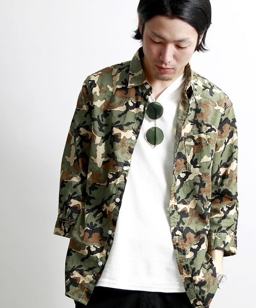 WEGO(ウィゴー)の「WEGO/フレンチリネン混パターン7分袖シャツ(シャツ/ブラウス・メンズ・その他1/その他2/その他3・LARGE/MEDIUM)」の1枚目の写真