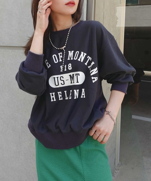 CORNERS（コーナーズ）の「カレッジロゴプリント2wayスウェットカーディガン（スウェット・レディース・オートミール/ベージュ系その他/スミクロ・FREE）」の4枚目の写真