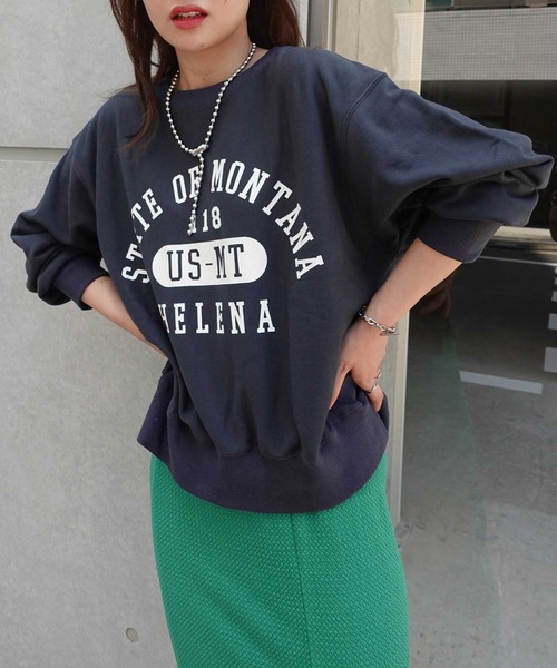 CORNERS（コーナーズ）の「カレッジロゴプリント2wayスウェットカーディガン（スウェット・レディース・オートミール/ベージュ系その他/スミクロ・FREE）」の5枚目の写真