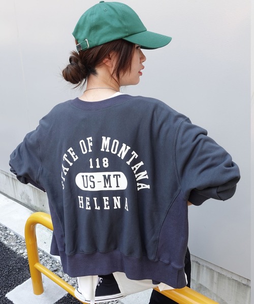 CORNERS（コーナーズ）の「カレッジロゴプリント2wayスウェットカーディガン（スウェット・レディース・オートミール/ベージュ系その他/スミクロ・FREE）」の6枚目の写真