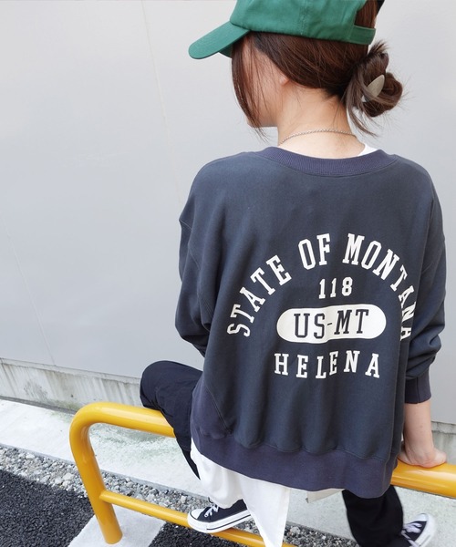 CORNERS（コーナーズ）の「カレッジロゴプリント2wayスウェットカーディガン（スウェット・レディース・オートミール/ベージュ系その他/スミクロ・FREE）」の7枚目の写真