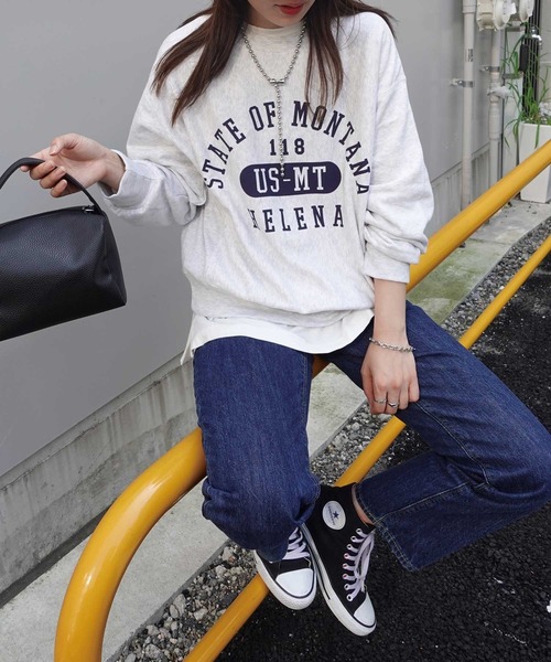 CORNERS（コーナーズ）の「カレッジロゴプリント2wayスウェットカーディガン（スウェット・レディース・オートミール/ベージュ系その他/スミクロ・FREE）」の22枚目の写真