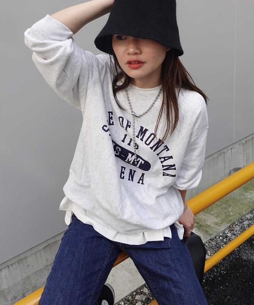 CORNERS（コーナーズ）の「カレッジロゴプリント2wayスウェットカーディガン（スウェット・レディース・オートミール/ベージュ系その他/スミクロ・FREE）」の21枚目の写真