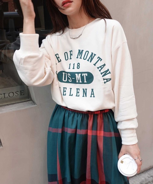 CORNERS（コーナーズ）の「カレッジロゴプリント2wayスウェットカーディガン（スウェット・レディース・オートミール/ベージュ系その他/スミクロ・FREE）」の20枚目の写真