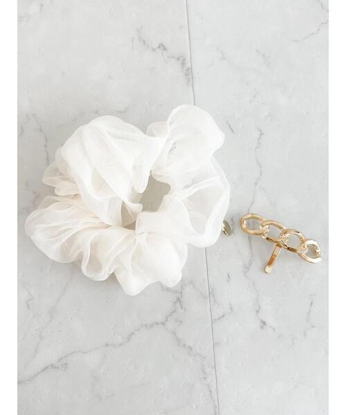 SLURR（スラ―）の「オーガンジーシュシュ&ヘアカフセット（シュシュ・レディース・ピンク/アイボリー/グレイッシュベージュ・FREE）」の5枚目の写真