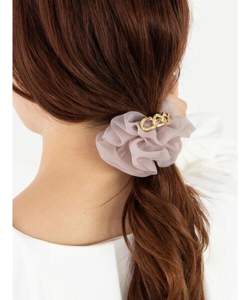 SLURR（スラ―）の「オーガンジーシュシュ&ヘアカフセット（シュシュ・レディース・ピンク/アイボリー/グレイッシュベージュ・FREE）」の8枚目の写真