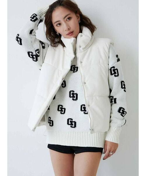 GYDA（ジェイダ）の「フェイクレザーPaddingベスト（ベスト・レディース・オフホワイト/ブラック・FREE）」の8枚目の写真