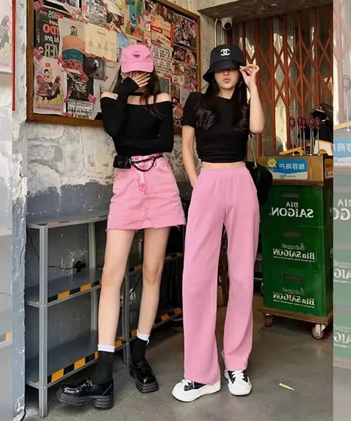 パンツ Rosa Auntie Rosa（アンティローザ）の「カラースラックス/ピンク