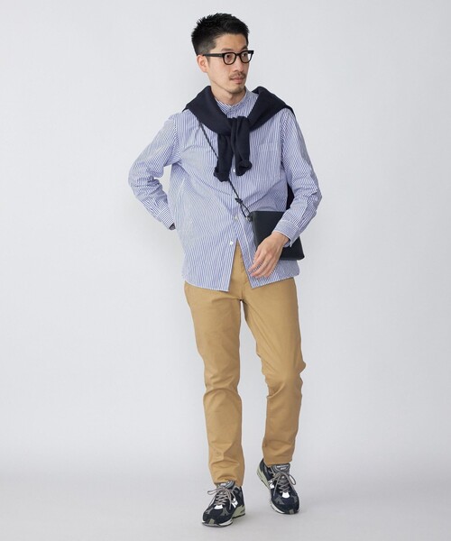 SHIPS（シップス）の「SHIPS: japan quality リラックスフィット ストライプ バンドカラーシャツ（シャツ/ブラウス・メンズ・ブラウン/グレー/ロイヤルブルー・SMALL/MEDIUM/LARGE/X-LARGE）」の5枚目の写真