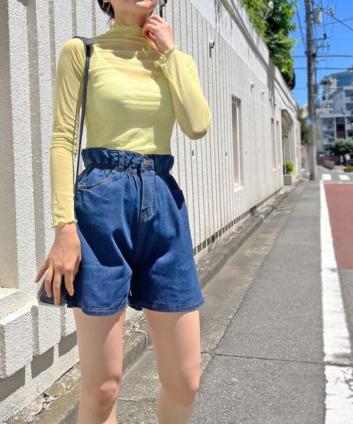 Jewelobe(ジュエローブ)の「フリルウエストデニムショートパンツ(デニムパンツ・レディース・ブルー・S/M)」の19枚目の写真