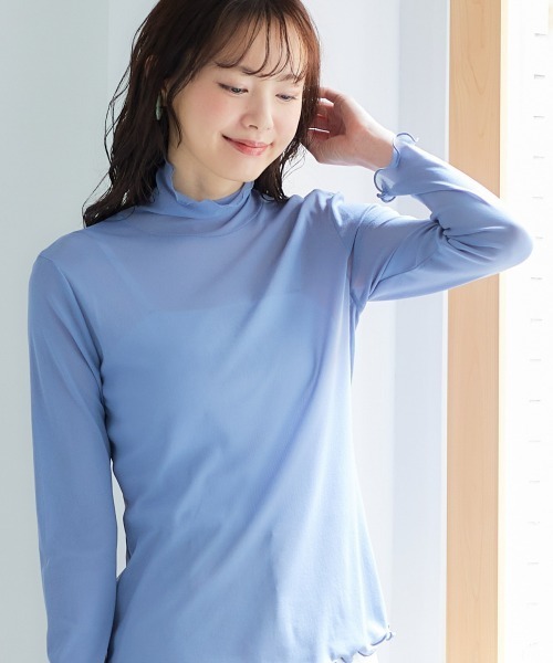 miclat（ミクラ）の「大きいサイズ シアーカットソーインナー miclat（Tシャツ/カットソー・レディース・ブラック/アイボリー/グリーン/ピンク/オレンジ/ブルー系/ライトグレー/テラコッタ/パープル/ネイビー・L～LL/3L～4L）」の8枚目の写真