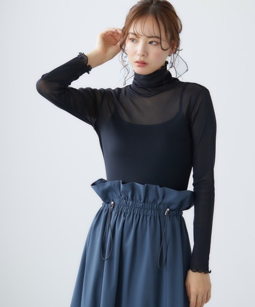 miclat（ミクラ）の「大きいサイズ シアーカットソーインナー miclat（Tシャツ/カットソー・レディース・ブラック/アイボリー/グリーン/ピンク/オレンジ/ブルー系/ライトグレー/テラコッタ/パープル/ネイビー・L～LL/3L～4L）」の11枚目の写真