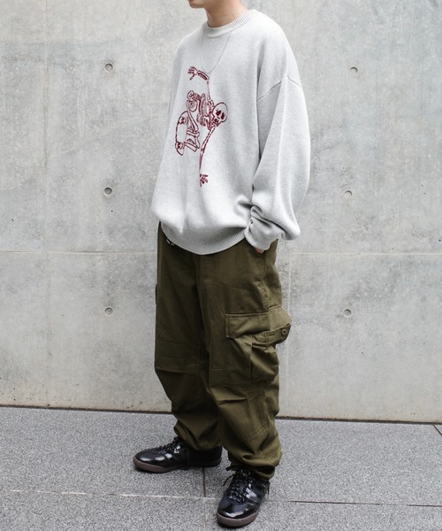 WHO'S WHO gallery（フーズフーギャラリー）の「COOPER FACTスカルスケートニット（ニット/セーター・メンズ・アッシュグレー/ブラック/チャコール・FREE）」の16枚目の写真