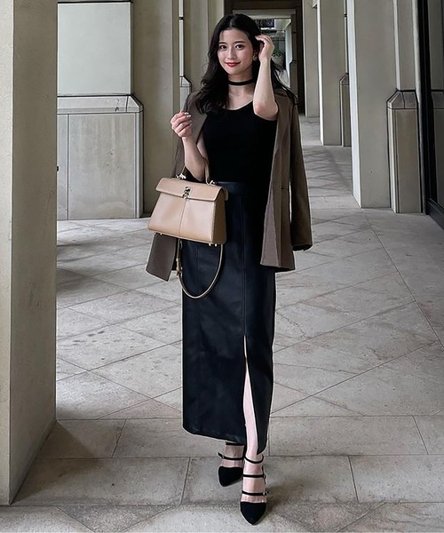 FREE'S MART(フリーズマート)の「【Sシリーズ対応】◆合皮フロントスリットナロースカート(スカート・レディース・ホワイト/カーキ/ブラック・MEDIUM/SMALL/X-SMALL)」の10枚目の写真