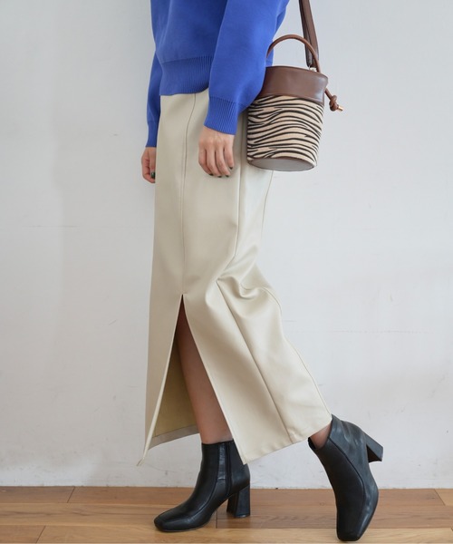 FREE'S MART(フリーズマート)の「【Sシリーズ対応】◆合皮フロントスリットナロースカート(スカート・レディース・ホワイト/カーキ/ブラック・MEDIUM/SMALL/X-SMALL)」の8枚目の写真