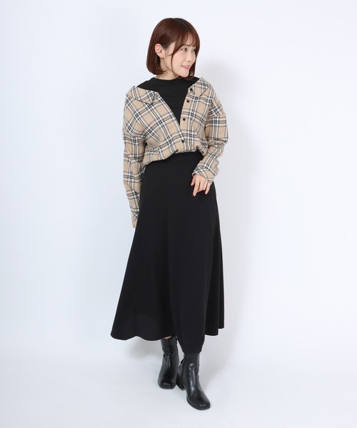 Salong hameu(サロン ハミュー)の「モックネックリブニットトップス×チェックシャツ フェイクレイヤードドッキングブラウス レディース(シャツ/ブラウス・レディース・ブラウン系その他/ベージュ系その他/ブラウン系その他2・M/L)」の12枚目の写真