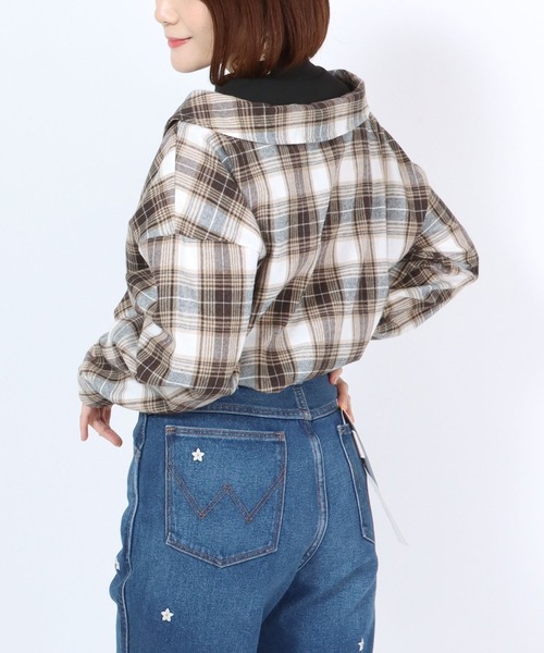 Salong hameu(サロン ハミュー)の「モックネックリブニットトップス×チェックシャツ フェイクレイヤードドッキングブラウス レディース(シャツ/ブラウス・レディース・ブラウン系その他/ベージュ系その他/ブラウン系その他2・M/L)」の18枚目の写真
