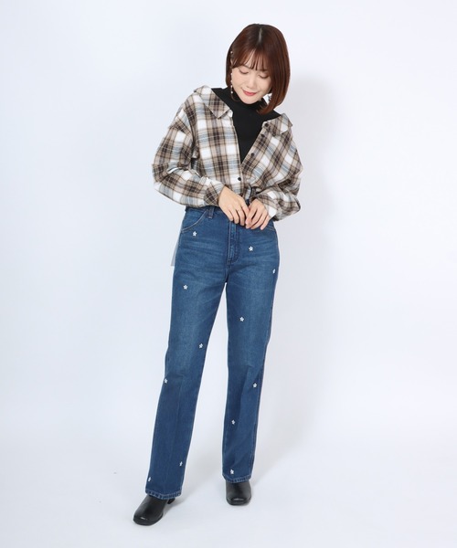 Salong hameu(サロン ハミュー)の「モックネックリブニットトップス×チェックシャツ フェイクレイヤードドッキングブラウス レディース(シャツ/ブラウス・レディース・ブラウン系その他/ベージュ系その他/ブラウン系その他2・M/L)」の17枚目の写真