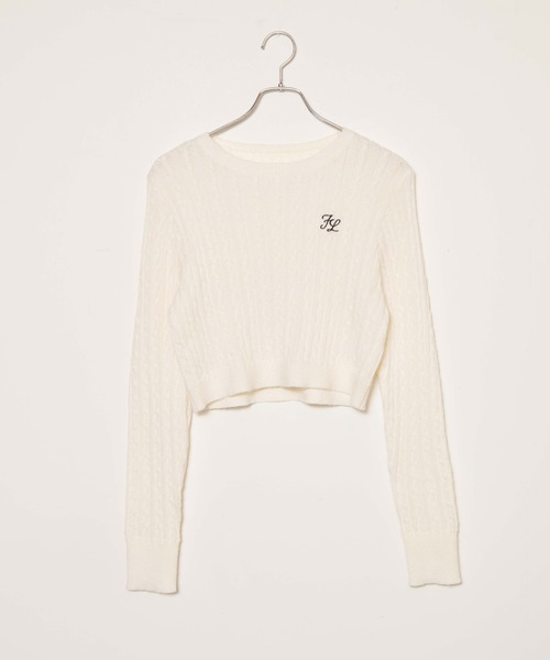 WEGO（ウィゴー）の「WEGO/ケーブルショートニット（ニット/セーター・レディース・オフホワイト/サックスブルー・FREE）」の20枚目の写真