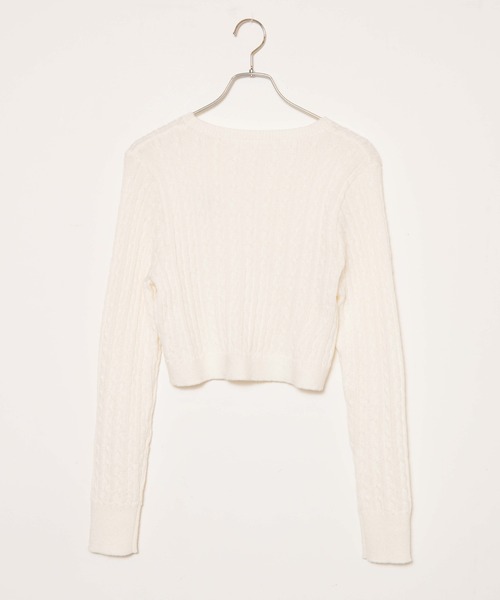 WEGO（ウィゴー）の「WEGO/ケーブルショートニット（ニット/セーター・レディース・オフホワイト/サックスブルー・FREE）」の21枚目の写真