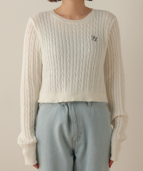 WEGO（ウィゴー）の「WEGO/ケーブルショートニット（ニット/セーター・レディース・オフホワイト/サックスブルー・FREE）」の17枚目の写真