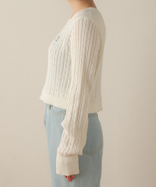 WEGO（ウィゴー）の「WEGO/ケーブルショートニット（ニット/セーター・レディース・オフホワイト/サックスブルー・FREE）」の18枚目の写真