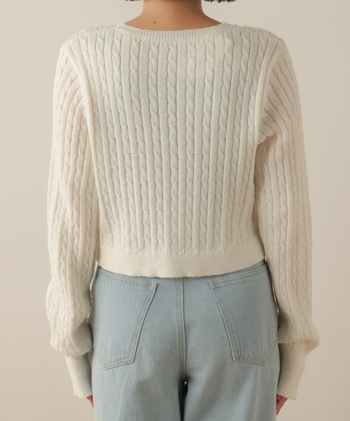 WEGO（ウィゴー）の「WEGO/ケーブルショートニット（ニット/セーター・レディース・オフホワイト/サックスブルー・FREE）」の19枚目の写真