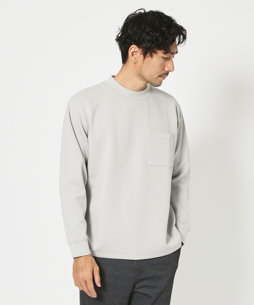 ABAHOUSE GRAY(アバハウスグレイ)の「シルキー モックネック 長袖 Tシャツ(Tシャツ/カットソー・メンズ・ホワイト/ブラック/モカ/グレイッシュベージュ/グレイッシュブルー・46/48)」の4枚目の写真