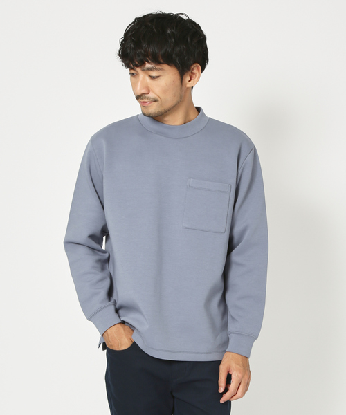 ABAHOUSE GRAY(アバハウスグレイ)の「シルキー モックネック 長袖 Tシャツ(Tシャツ/カットソー・メンズ・ホワイト/ブラック/モカ/グレイッシュベージュ/グレイッシュブルー・46/48)」の5枚目の写真