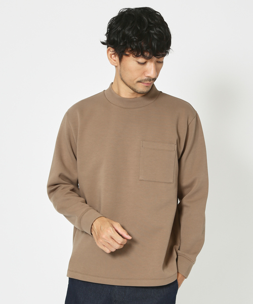 ABAHOUSE GRAY(アバハウスグレイ)の「シルキー モックネック 長袖 Tシャツ(Tシャツ/カットソー・メンズ・ホワイト/ブラック/モカ/グレイッシュベージュ/グレイッシュブルー・46/48)」の3枚目の写真