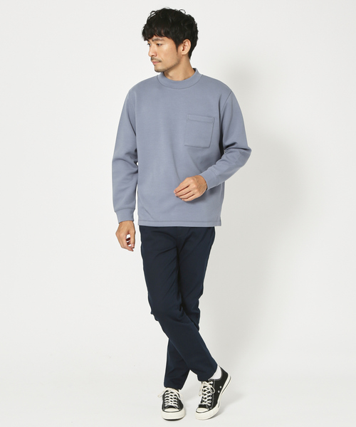 ABAHOUSE GRAY(アバハウスグレイ)の「シルキー モックネック 長袖 Tシャツ(Tシャツ/カットソー・メンズ・ホワイト/ブラック/モカ/グレイッシュベージュ/グレイッシュブルー・46/48)」の6枚目の写真