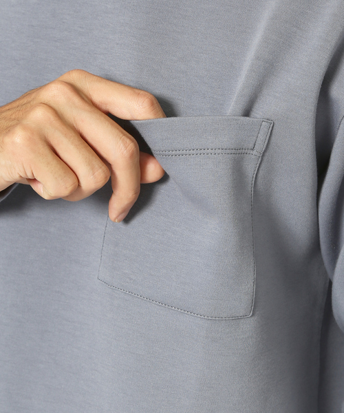 ABAHOUSE GRAY(アバハウスグレイ)の「シルキー モックネック 長袖 Tシャツ(Tシャツ/カットソー・メンズ・ホワイト/ブラック/モカ/グレイッシュベージュ/グレイッシュブルー・46/48)」の8枚目の写真