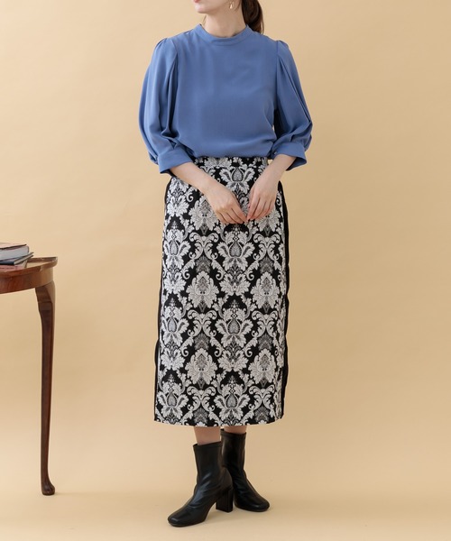 Paradise Picnic(パラダイスピクニック)の「ツイルスタンドカラーブラウス(シャツ/ブラウス・レディース・ブルー/グレー/グレイッシュベージュ・FREE)」の6枚目の写真