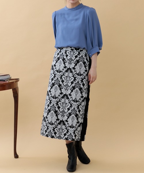 Paradise Picnic(パラダイスピクニック)の「ツイルスタンドカラーブラウス(シャツ/ブラウス・レディース・ブルー/グレー/グレイッシュベージュ・FREE)」の7枚目の写真