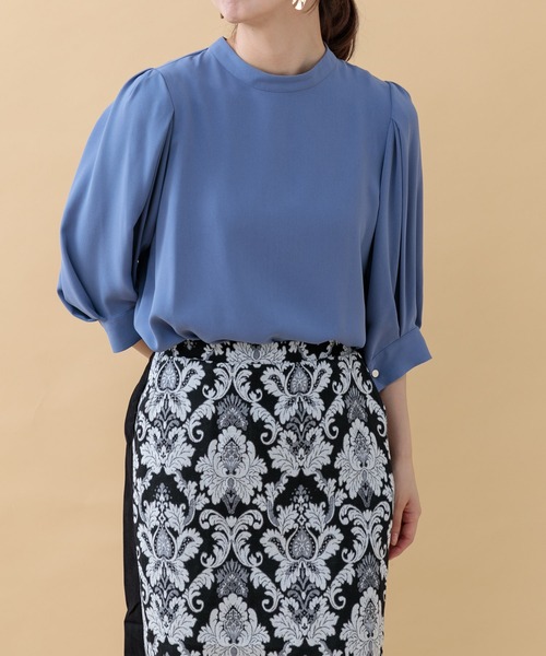 Paradise Picnic(パラダイスピクニック)の「ツイルスタンドカラーブラウス(シャツ/ブラウス・レディース・ブルー/グレー/グレイッシュベージュ・FREE)」の8枚目の写真