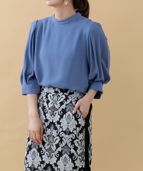 Paradise Picnic(パラダイスピクニック)の「ツイルスタンドカラーブラウス(シャツ/ブラウス・レディース・ブルー/グレー/グレイッシュベージュ・FREE)」の10枚目の写真