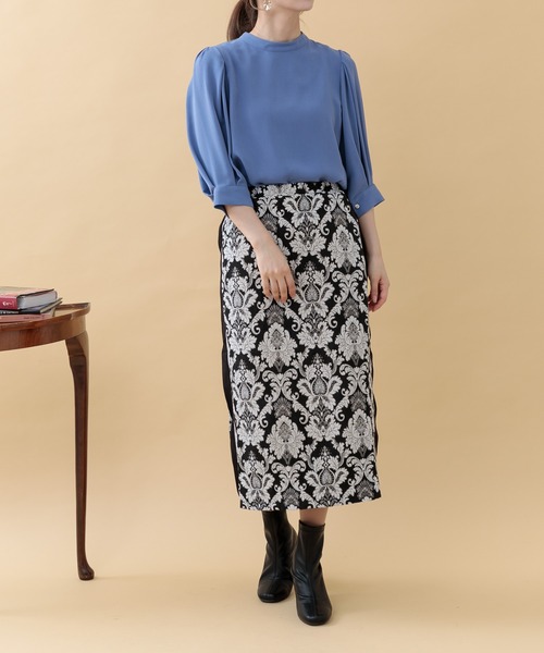 Paradise Picnic(パラダイスピクニック)の「ツイルスタンドカラーブラウス(シャツ/ブラウス・レディース・ブルー/グレー/グレイッシュベージュ・FREE)」の4枚目の写真